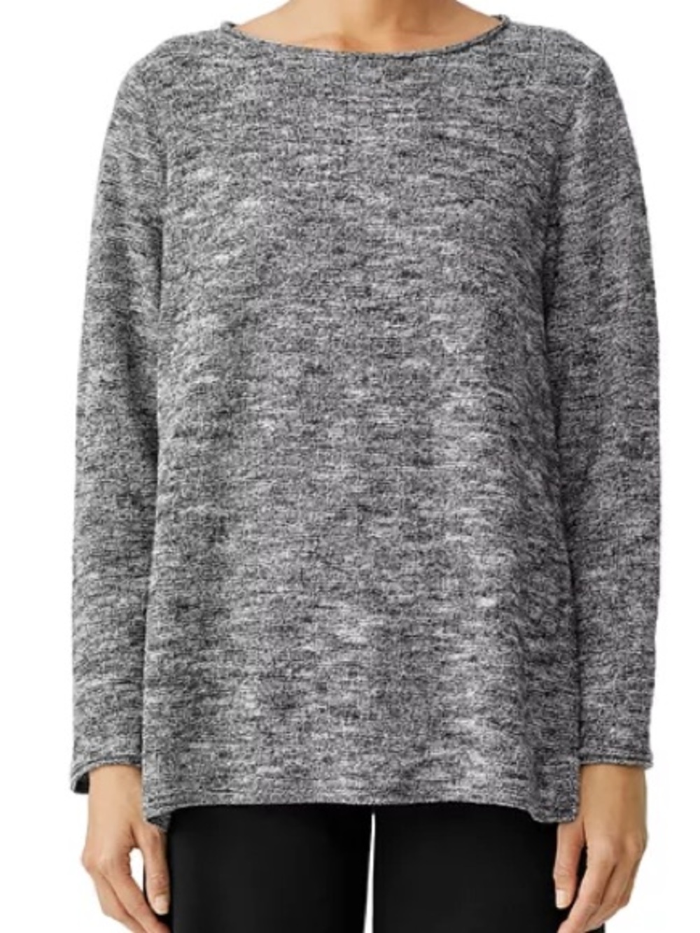 Eileen Fisher Organic Cotton Marled Tunic Sweater Medium Quiet Luxury Minimalist